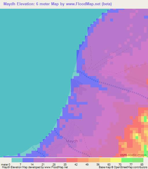 Maydh,Somalia Elevation Map