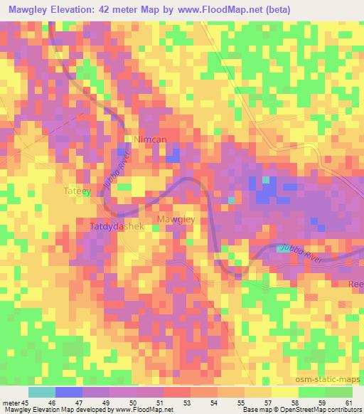 Mawgley,Somalia Elevation Map
