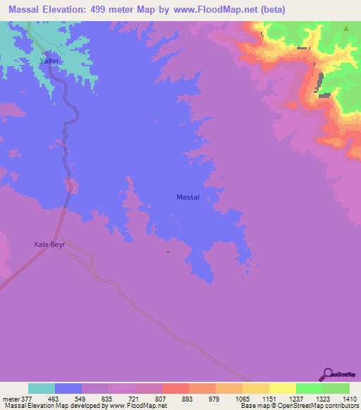 Massal,Somalia Elevation Map