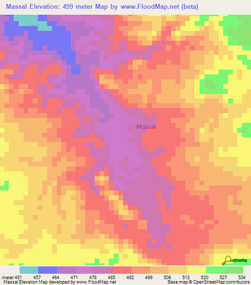 Massal,Somalia Elevation Map