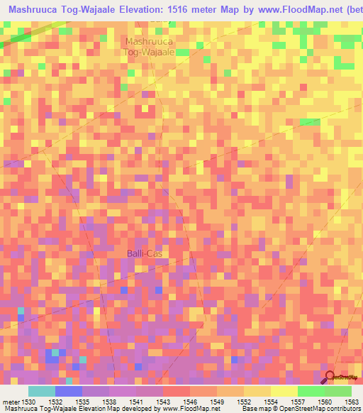 Mashruuca Tog-Wajaale,Somalia Elevation Map