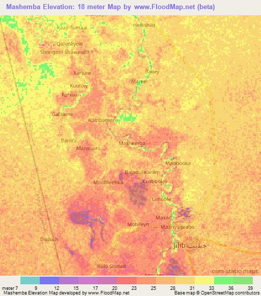 Mashemba,Somalia Elevation Map