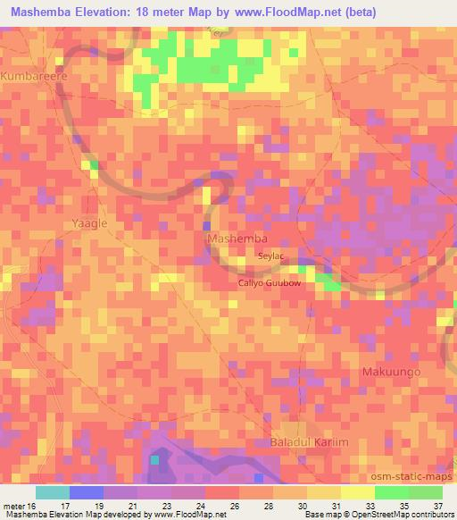Mashemba,Somalia Elevation Map