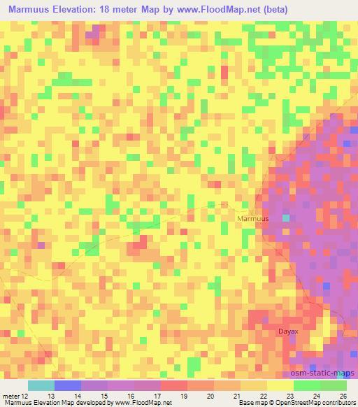 Marmuus,Somalia Elevation Map