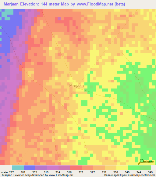 Marjaan,Somalia Elevation Map