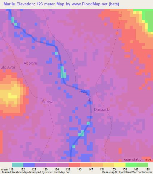 Marile,Somalia Elevation Map