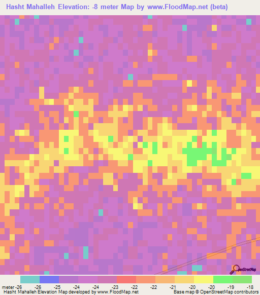 Hasht Mahalleh,Iran Elevation Map