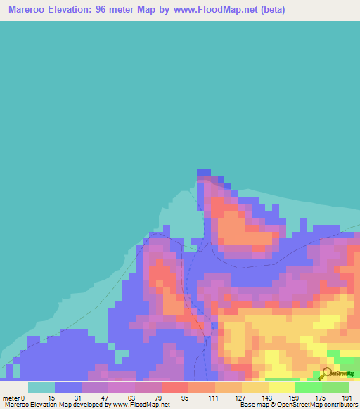 Mareroo,Somalia Elevation Map