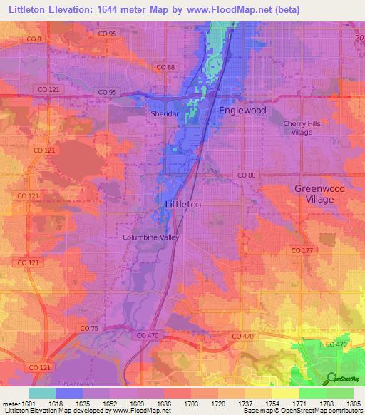 Littleton,US Elevation Map