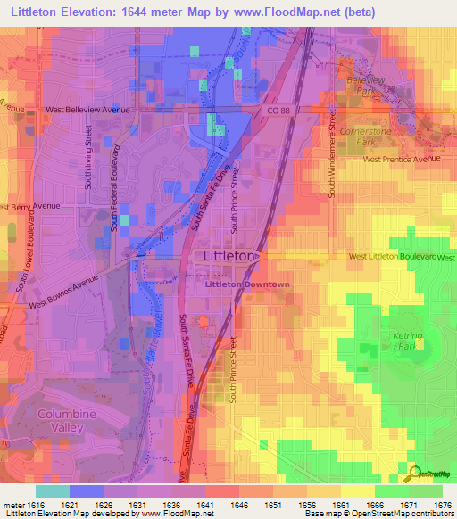 Littleton,US Elevation Map
