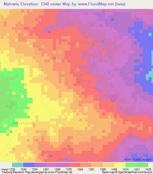 Malowle,Somalia Elevation Map