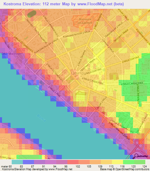 Kostroma,Russia Elevation Map