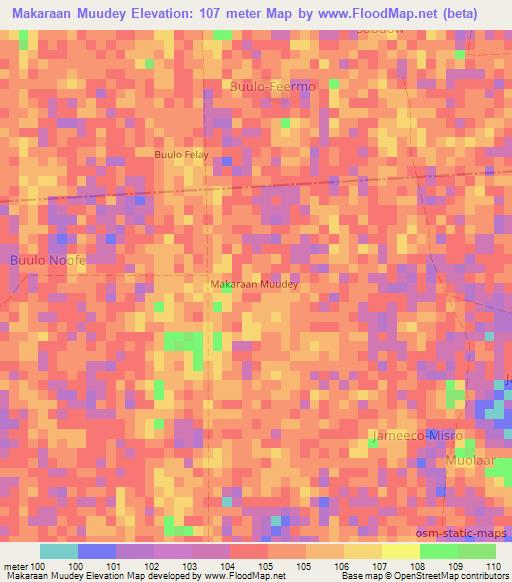 Makaraan Muudey,Somalia Elevation Map