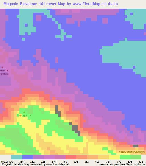Magaalo,Somalia Elevation Map