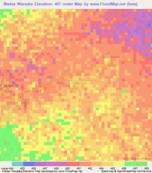 Madax Waraabe,Somalia Elevation Map