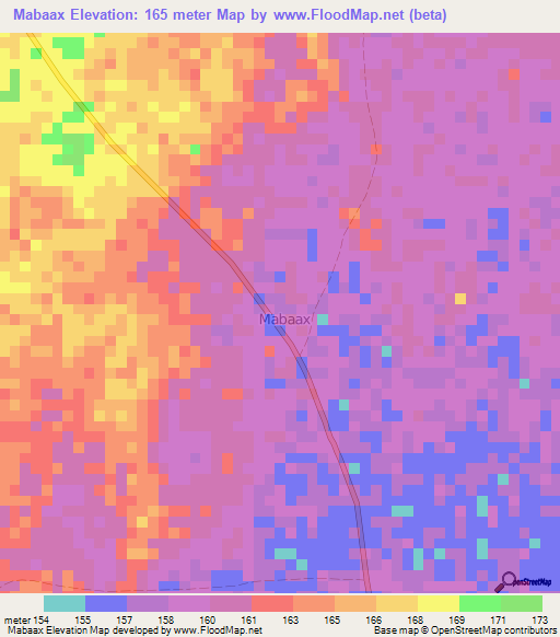 Mabaax,Somalia Elevation Map