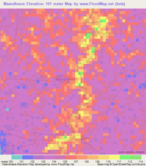 Maandheere,Somalia Elevation Map