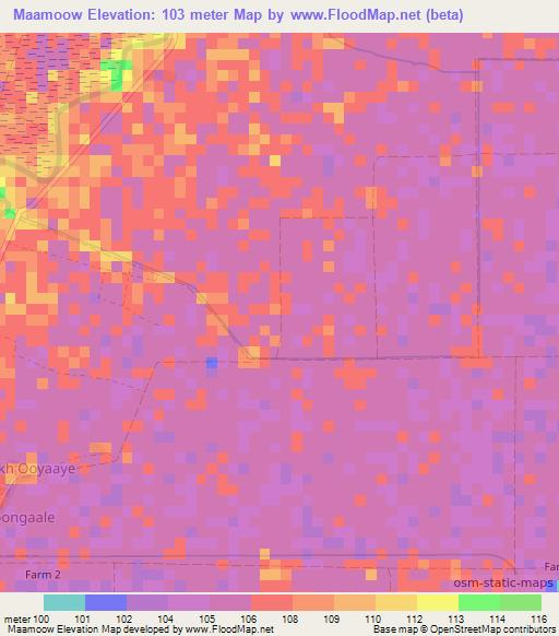 Maamoow,Somalia Elevation Map