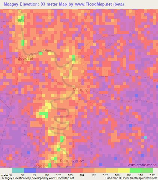 Maagey,Somalia Elevation Map