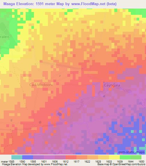 Maaga,Somalia Elevation Map