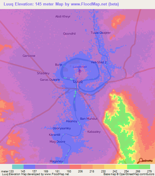 Luuq,Somalia Elevation Map