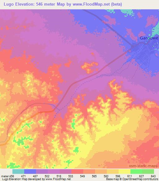Lugo,Somalia Elevation Map