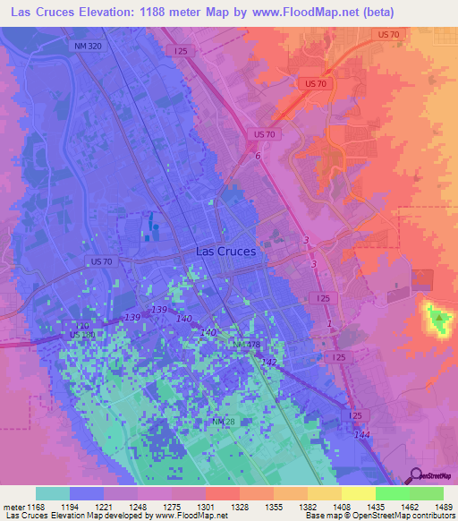 Las Cruces,US Elevation Map