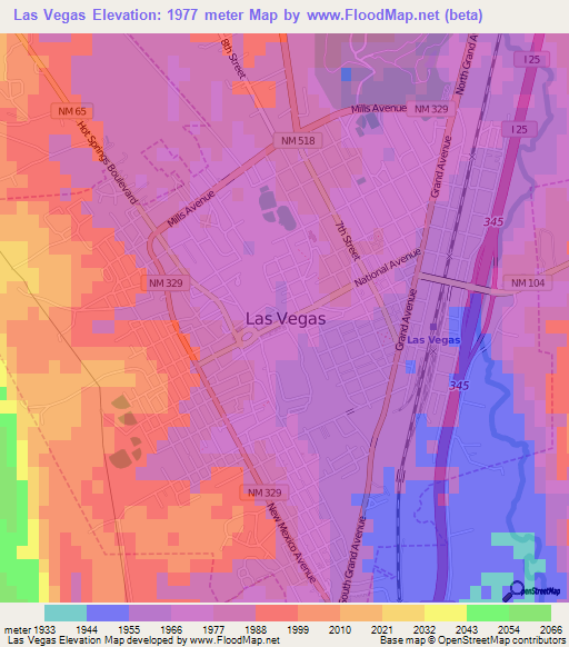 Elevation of Las Vegas,US Elevation Map, Topography, Contour