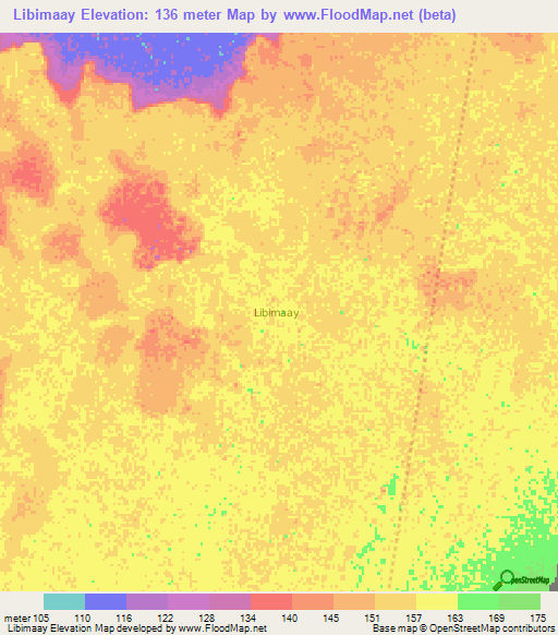 Libimaay,Somalia Elevation Map