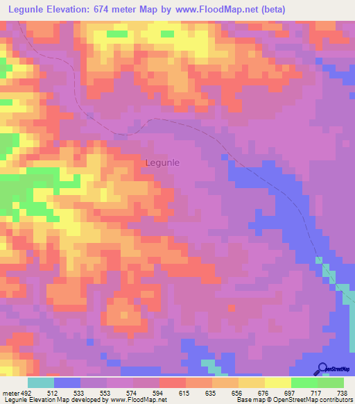 Legunle,Somalia Elevation Map