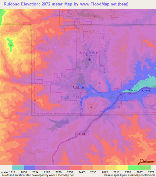 Ruidoso,US Elevation Map