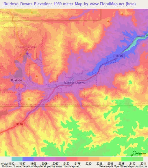 Elevation of Ruidoso Downs,US Elevation Map, Topography, Contour