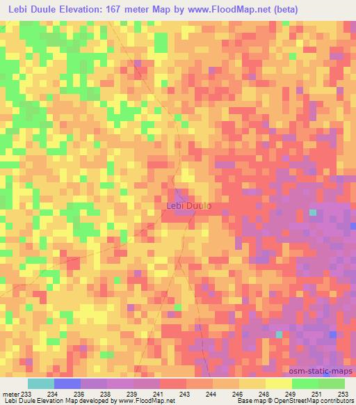 Lebi Duule,Somalia Elevation Map