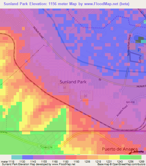 Elevation of Sunland Park,US Elevation Map, Topography, Contour