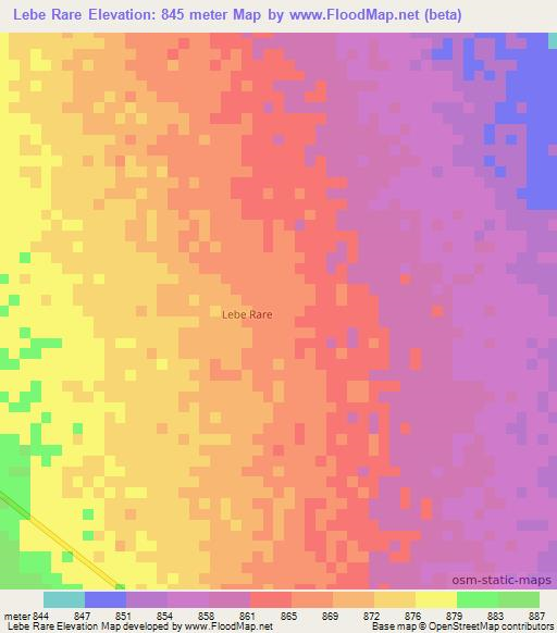 Lebe Rare,Somalia Elevation Map