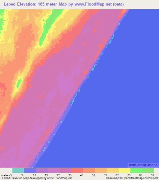 Lebed,Somalia Elevation Map