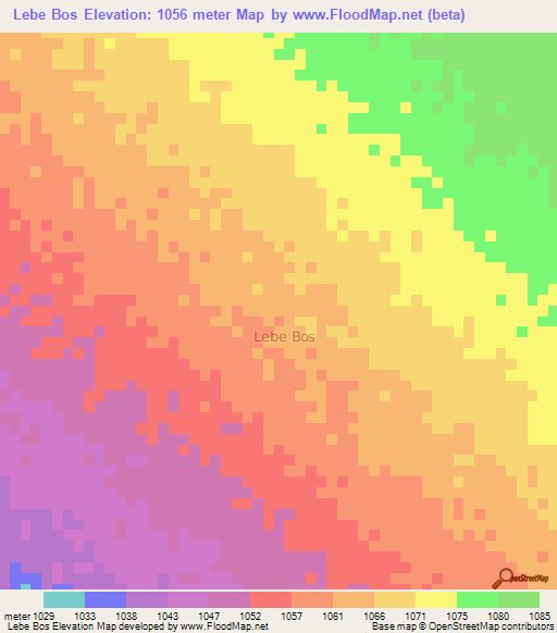 Lebe Bos,Somalia Elevation Map