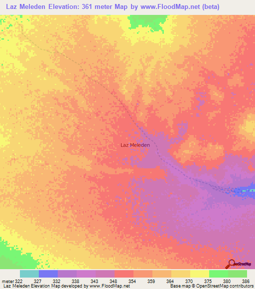 Laz Meleden,Somalia Elevation Map