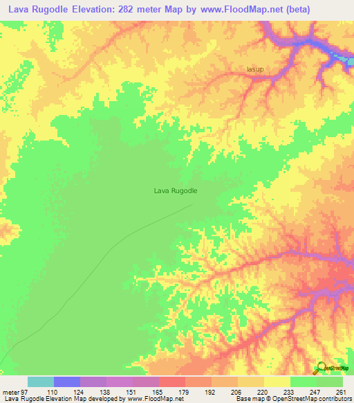 Lava Rugodle,Somalia Elevation Map