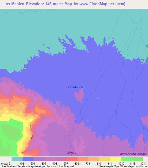Las Mehien,Somalia Elevation Map