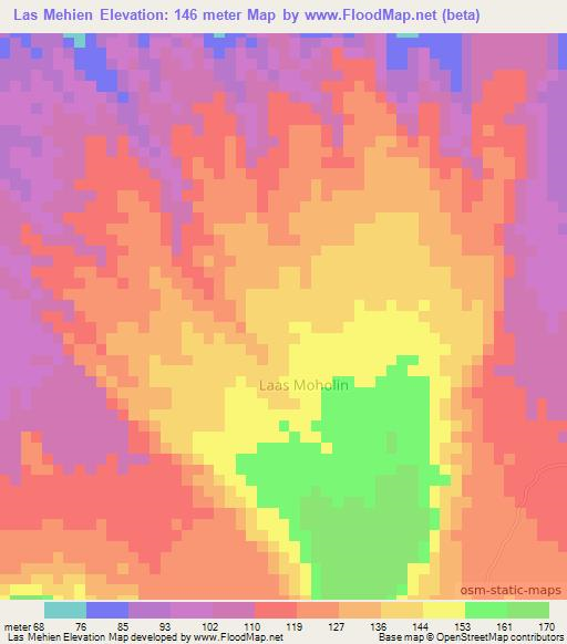 Las Mehien,Somalia Elevation Map