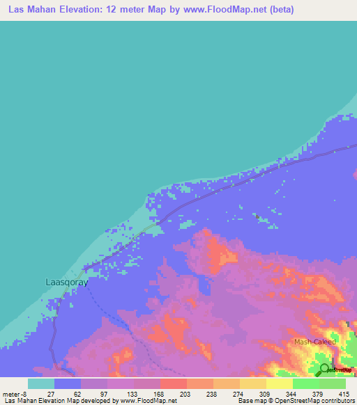 Las Mahan,Somalia Elevation Map