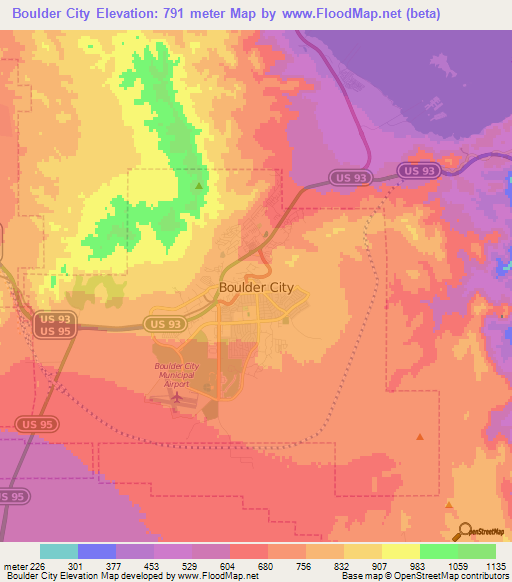 Boulder City,US Elevation Map