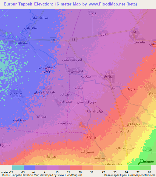 Burbur Tappeh,Iran Elevation Map