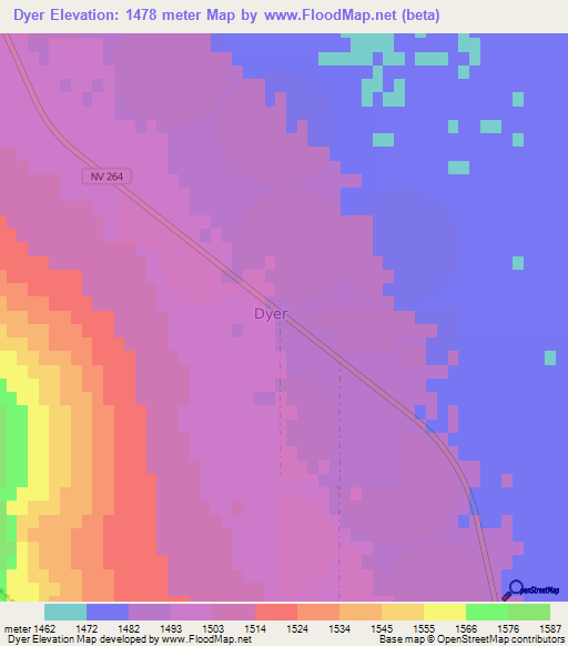 Dyer,US Elevation Map