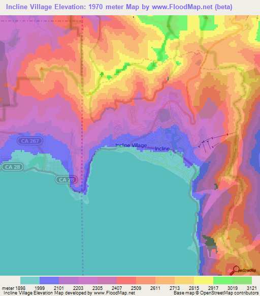 Incline Village,US Elevation Map