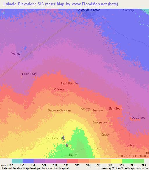 Lafaale,Somalia Elevation Map