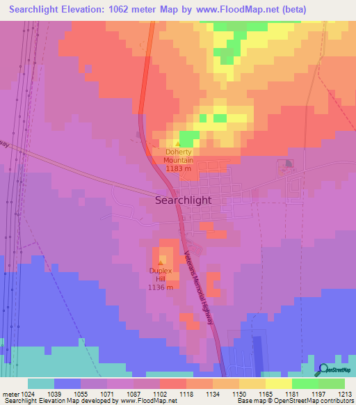 Elevation of Searchlight,US Elevation Map, Topography, Contour