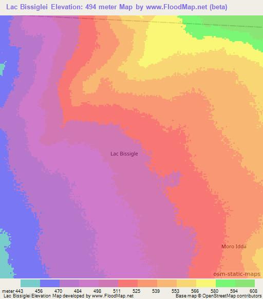 Lac Bissiglei,Somalia Elevation Map