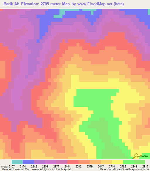 Barik Ab,Iran Elevation Map